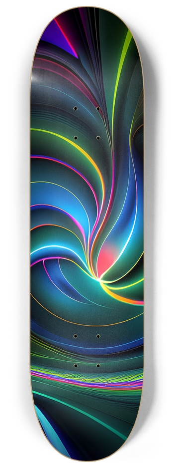 Colorful Neon Lines - Custom Skateboard