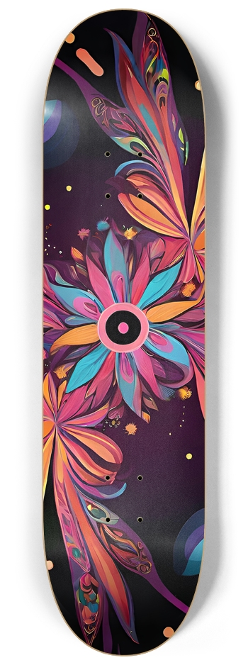 Psychedelic Flowers - Custom Skateboard