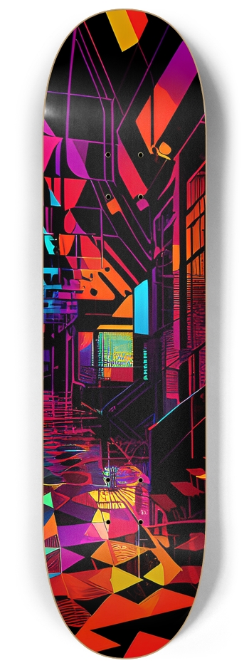 Neon Hallway - Custom Skateboard
