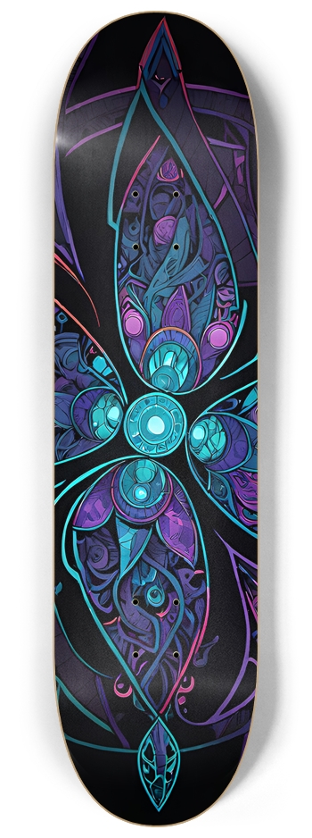Blue Neon Pattern - Custom Skateboard
