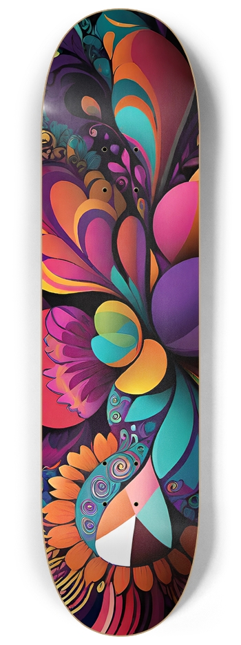 Psychedelic Flowers - Custom Skateboard