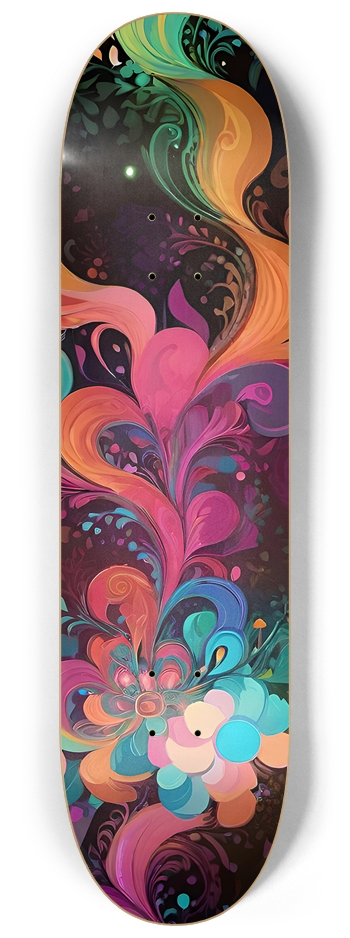 Psychedelic Flowers - Custom Skateboard