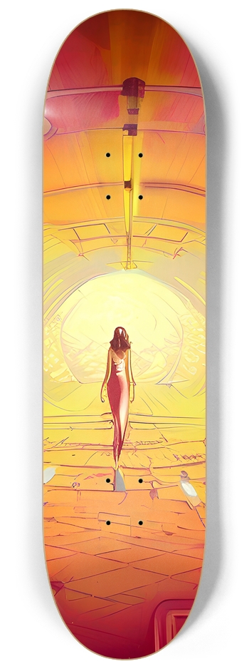 Lady of the Orange Vortex - Custom Skateboard