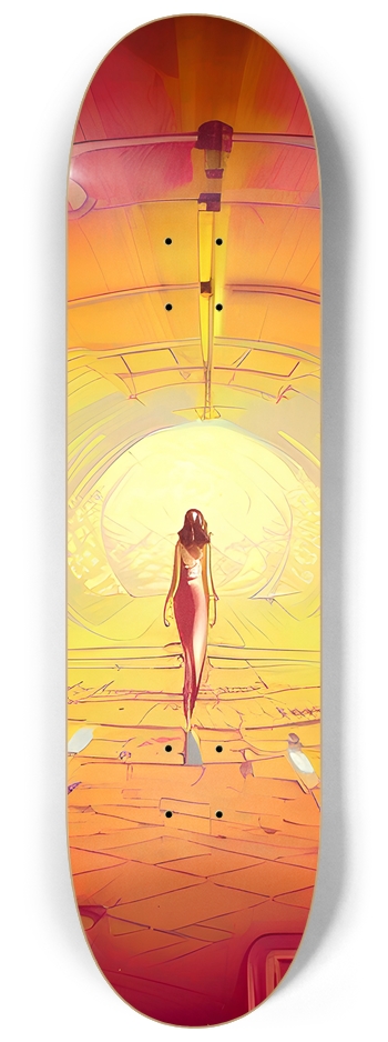 Lady of the Orange Vortex - Custom Skateboard