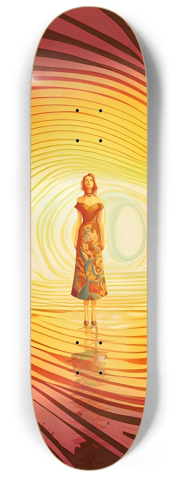 Lady of the Orange Vortex - Custom Skateboard