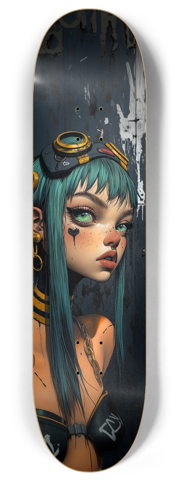 Punky Blue Hair Custom Skateboard