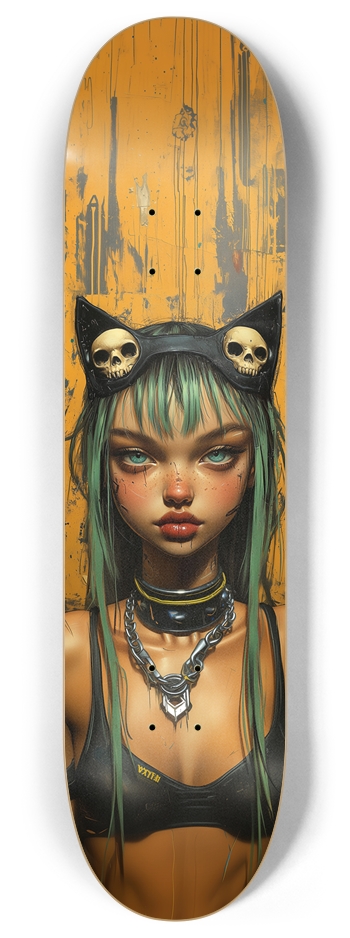 Skull cat gril art Skateboard