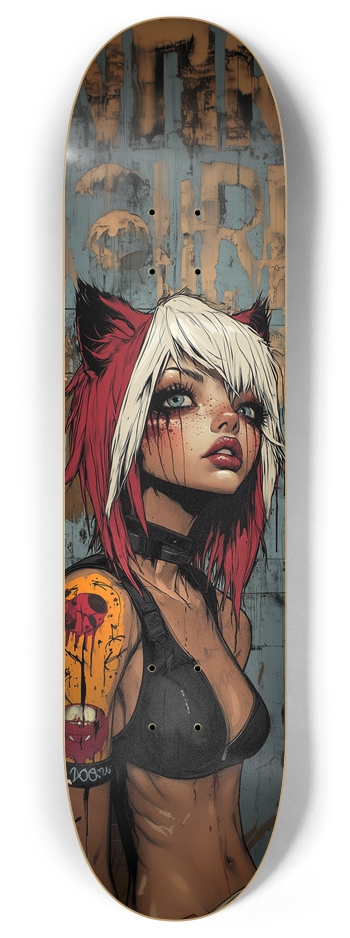 Animal Punk Girl art Skateboard