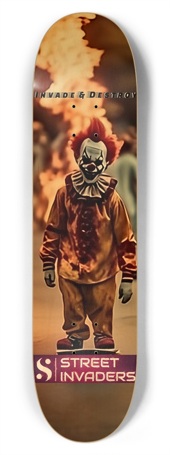 7.75 Street Invaders #29 I&D Clown 7-3/4 Skateboard Deck 