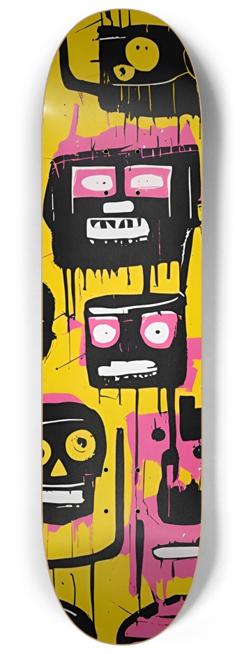 Basquiat Style Smiley Faces Skateboard Wall Art