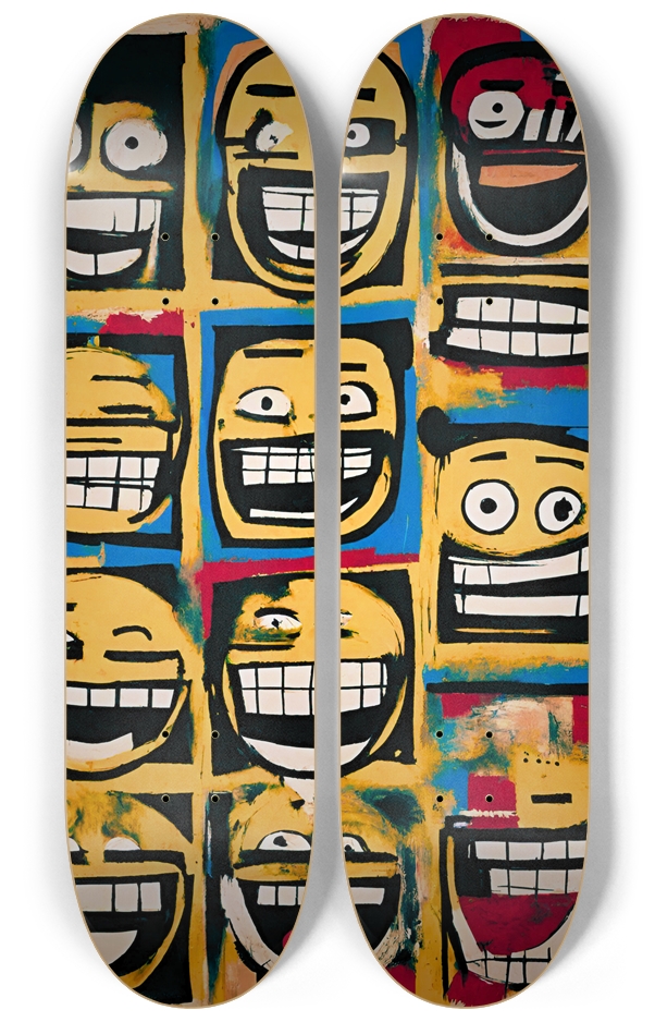 Basquiat Warhol-Inspired Smiley Face Diptych Skate