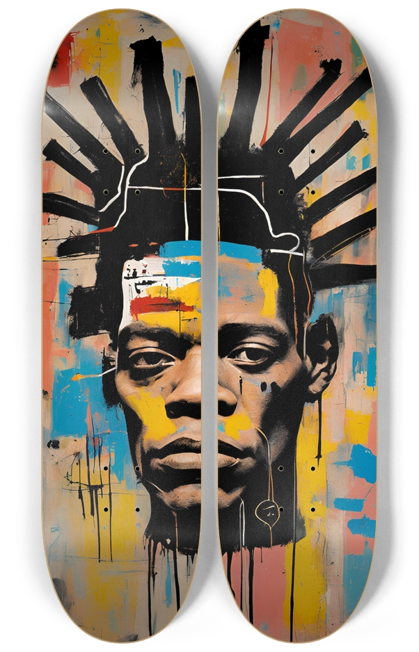 Basquiat-Inspired Portrait Skateboard Wall Art | B
