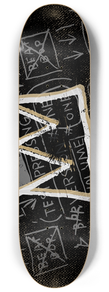 Abstract Graffiti-Inspired Black & Gold Skateboard