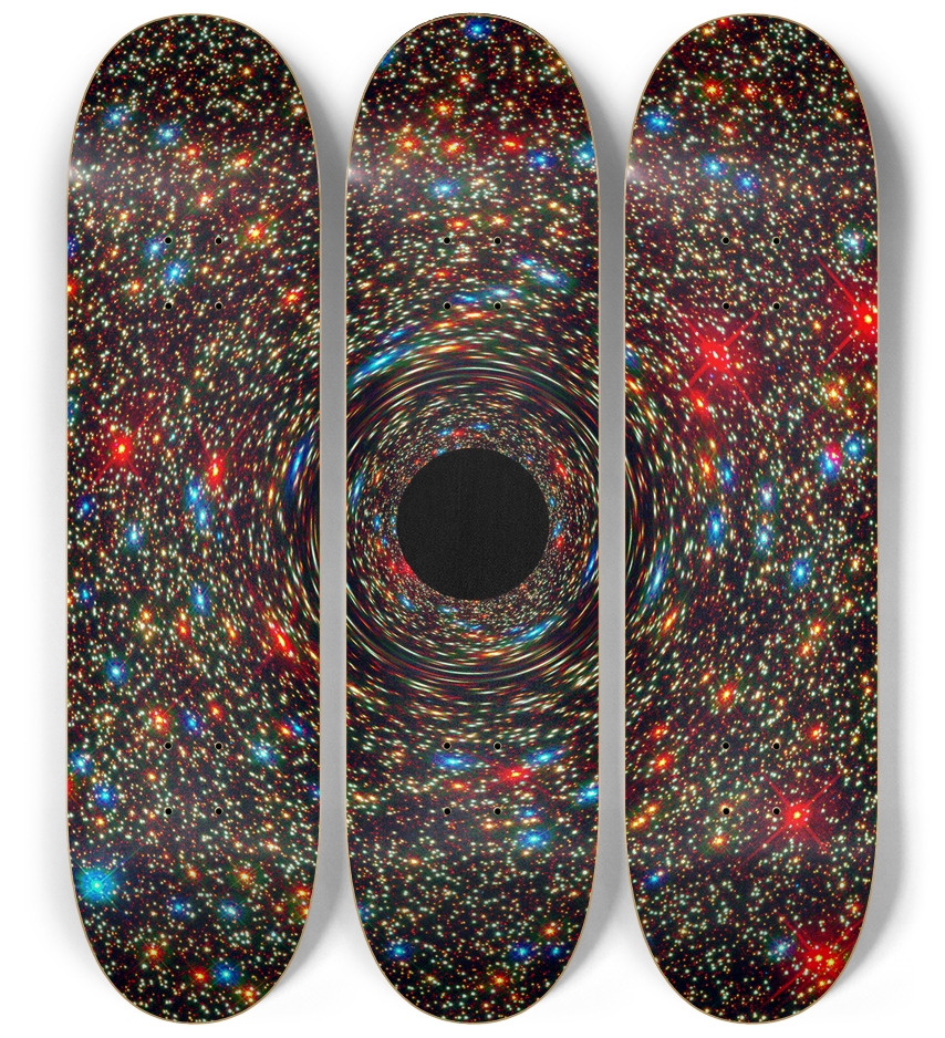 Glowing Black Hole Triptych 3 Deck Wall Series
