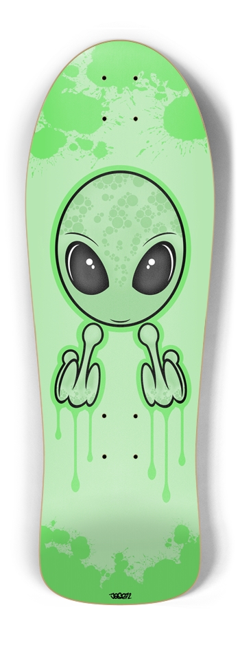 Old School Bad Green Alien Custom Skateboard