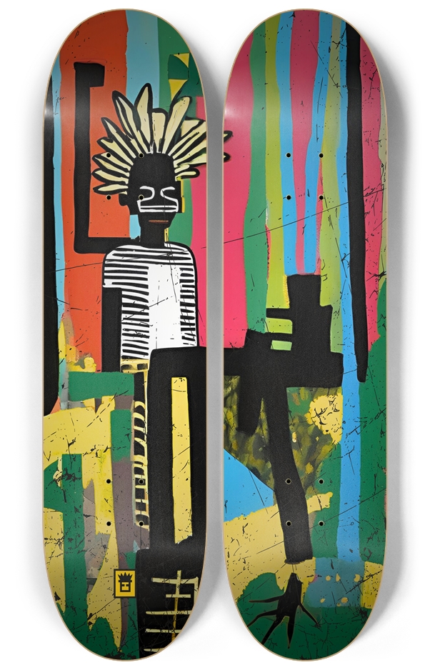 asquiat-Inspired Tribal Expression Skateboard Wall