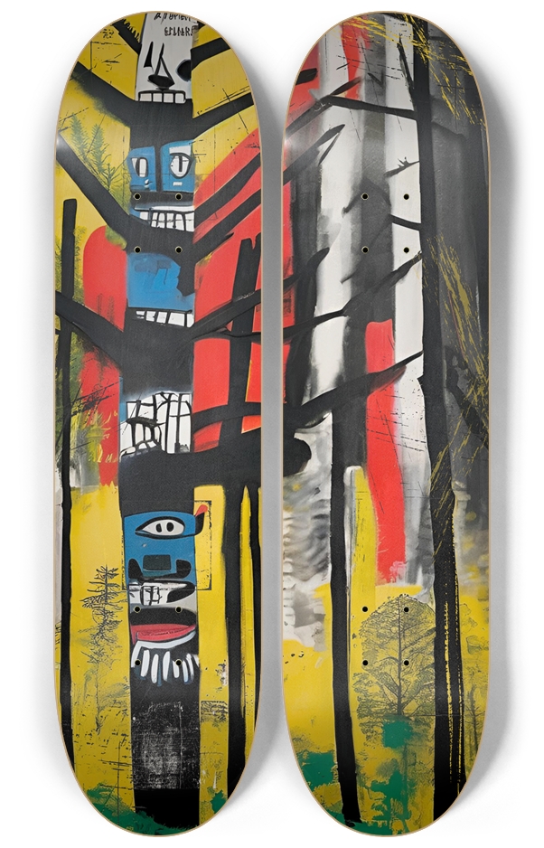 Basquiat-Inspired Totem Skateboard Wall Art | Bold
