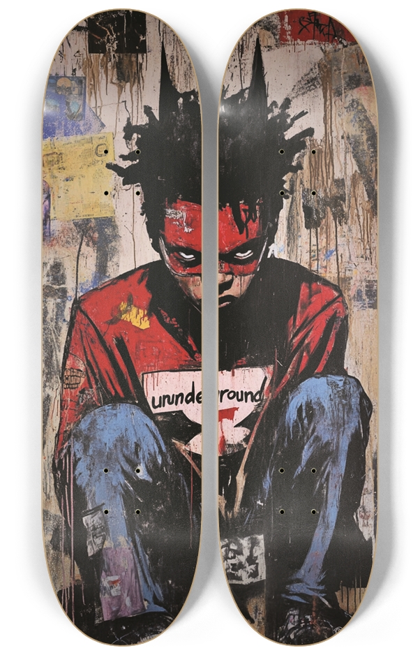 Basquiat-Inspired Underground Hero Skateboard Wall