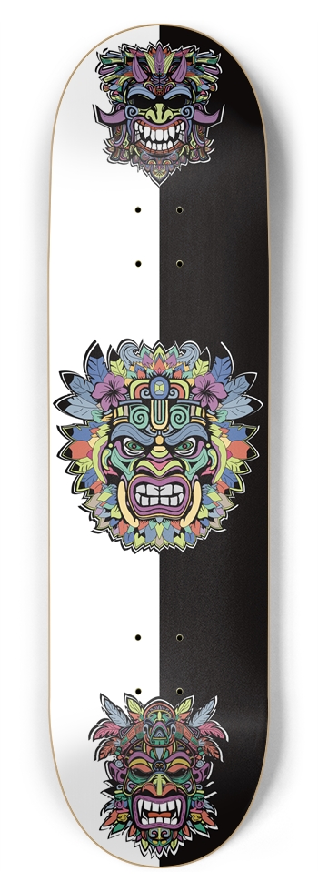 Tribal Masks Skateboard Deck Chakra Color Palette