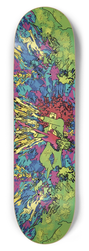 Psychedelic Guitar God Skateboard - Vibrant Deck