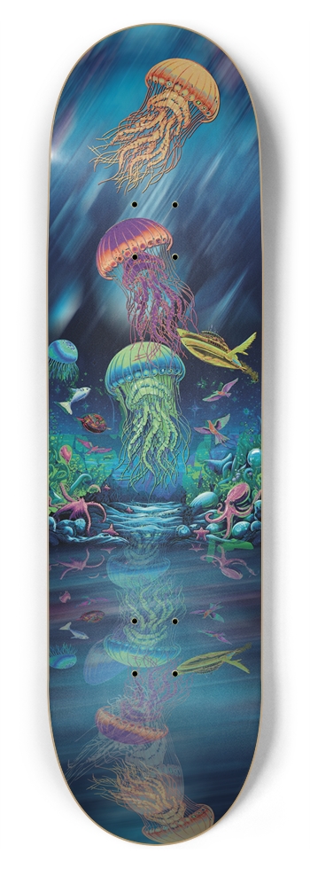 Jellyfish Skateboard: Colorful Underwater Graphic 