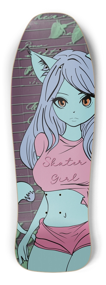 Anime Skater Girl Skateboard 10x30.5 Maple Deck
