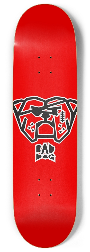 Bad Dog whie ouline centered on red