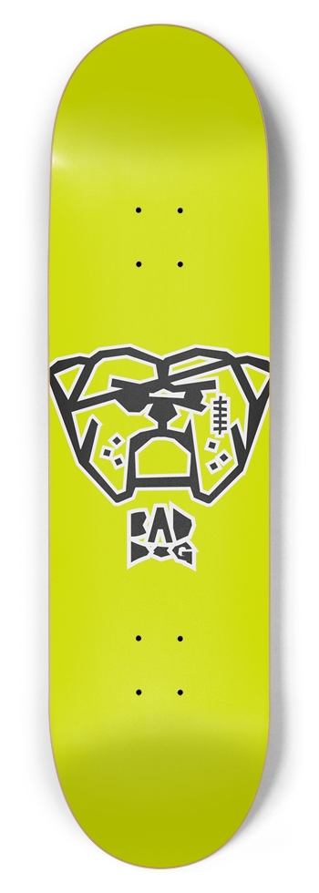 Bad Dog with white outline on lime