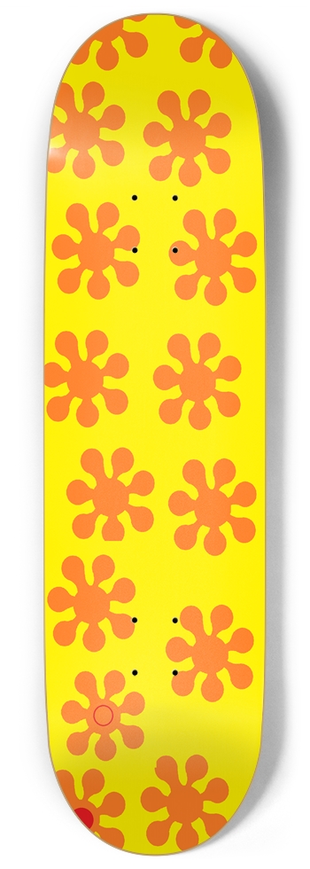 Custom Skateboard yellow red flowers