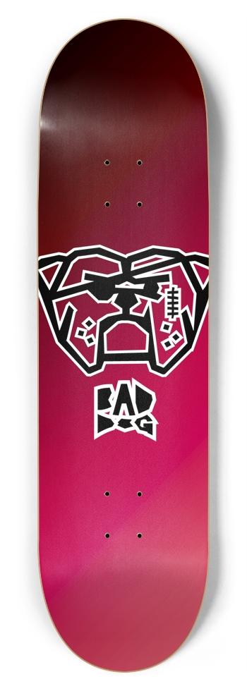 Bad Dog logo white outline on maroon gradient