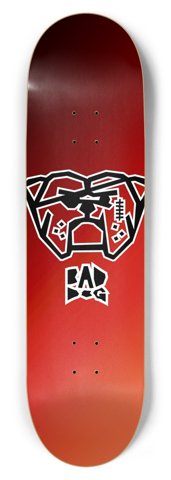 Bad Dog logo white outline on red gradient