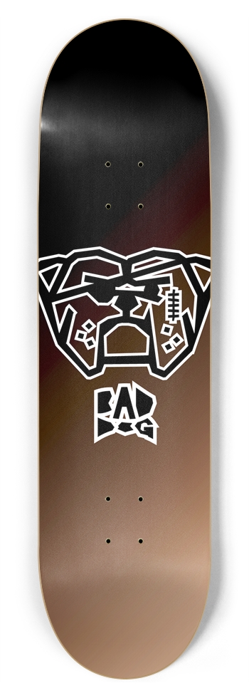 Bad Dog logo white outline on brown gradient