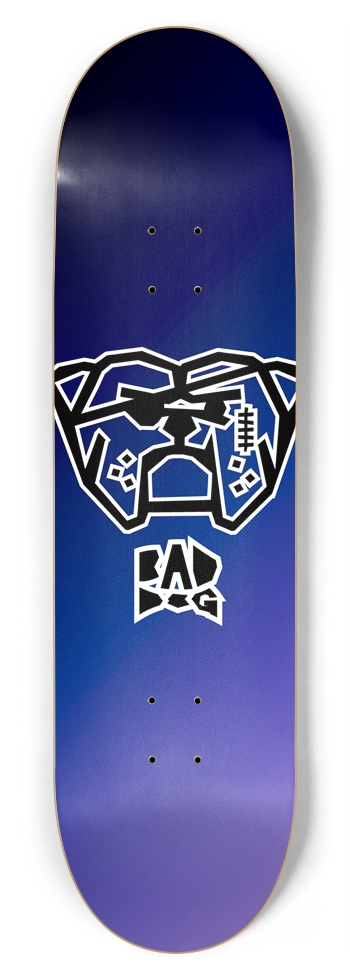 Bad Dog logo white outline on blue gradient
