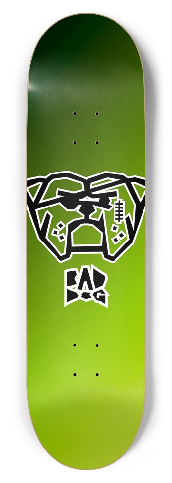 Bad Dog logo white outline on lime gradient