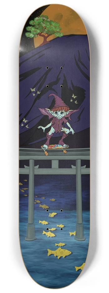 Whimsical Elf Fantasy Glow in the Dark Skateboard