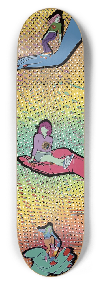 Vibrant Skater Girls Skateboard Deck