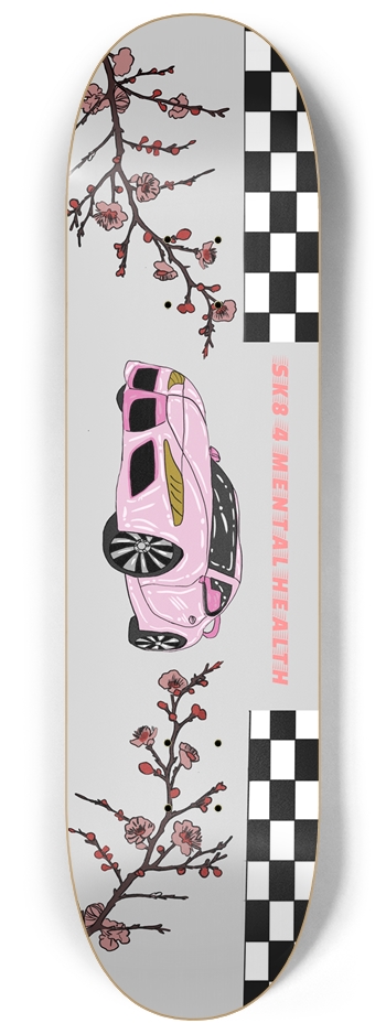 Pink sports car racing stripes