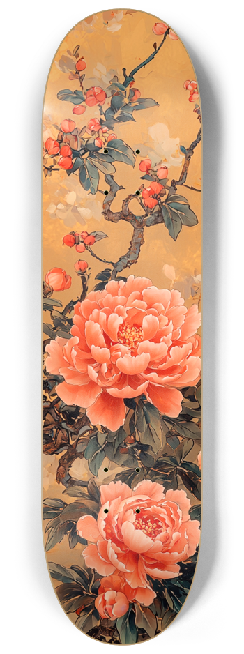 phoenix and peony flowers customSkateboard Ser #1