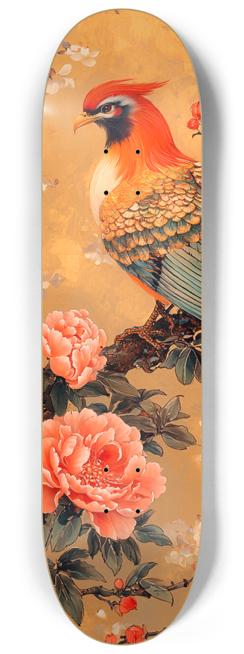  phoenix and peony flowers customSkateboard Ser #2