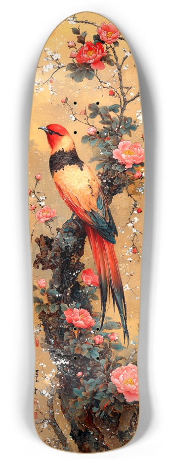 phoenix and peony flowersCustom Skateboard