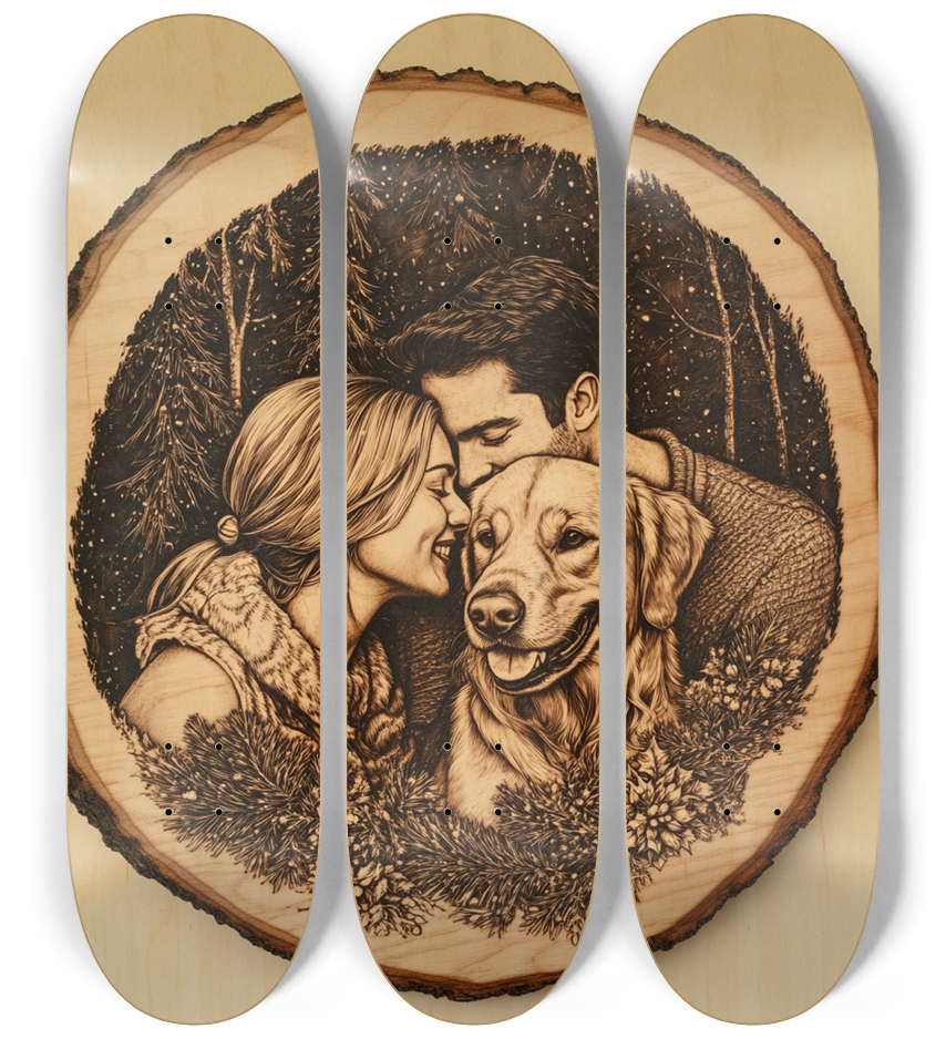 family wood burn custom Skateboard Series