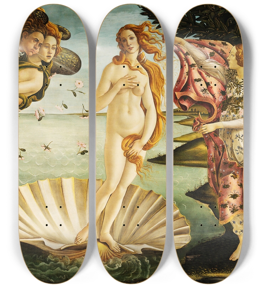 The Birth Of Venus Triptych Skateboard Wall Art