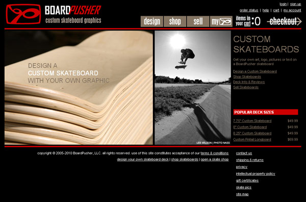 BoardPusher Custom Skateboards Homepage