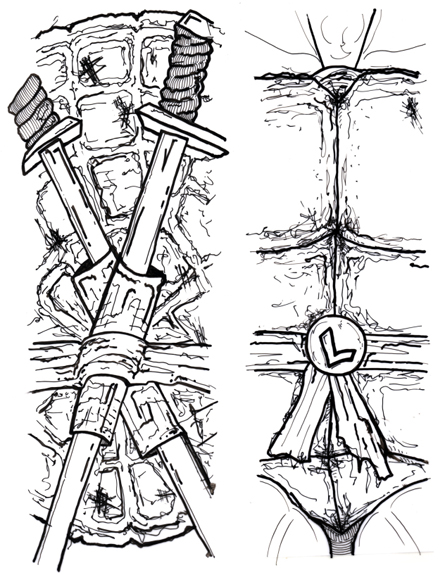Ink on 3x11 inch velum then scanned at 1200dpi