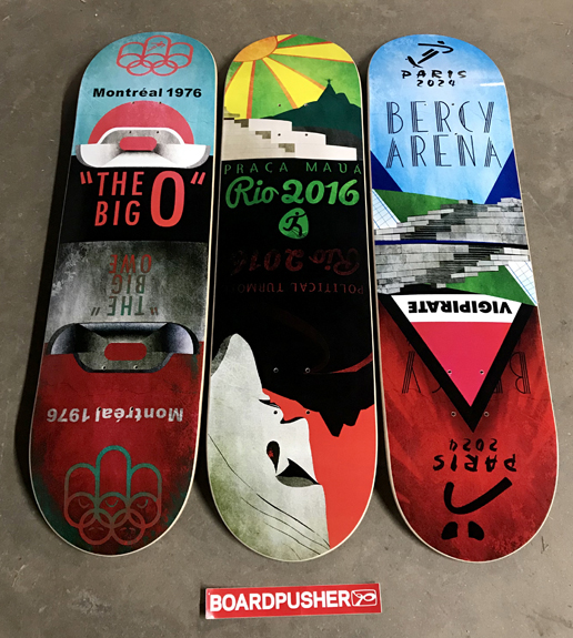 Boardpusher Custom Skateboards Michael Magalhaes Skateboarding Olympics Montreal Rio Paris 