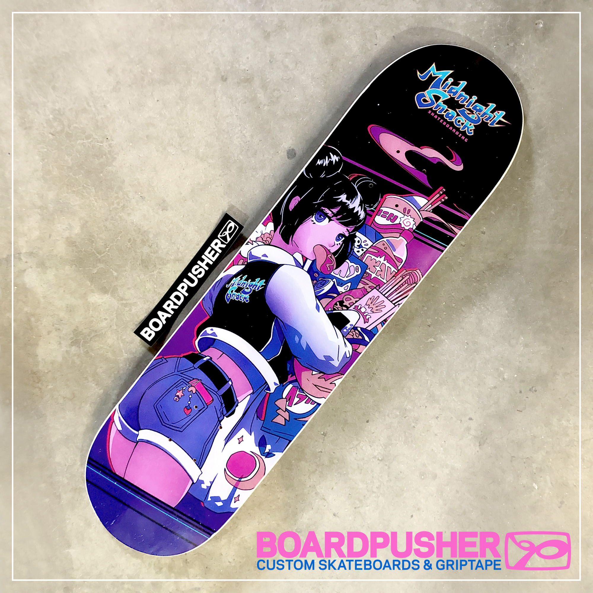 Anime Girl with a Glizzy - 7.87 Inch Version 7-7/8 Skateboard Deck by  Midnight Snack Skateboards