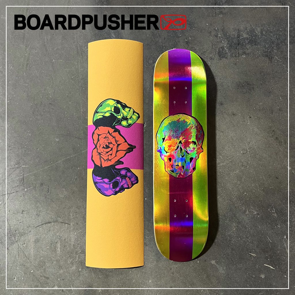 matty whelpton westhubprintz holographic skull custom skateboard-skulls rose heart custom griptape