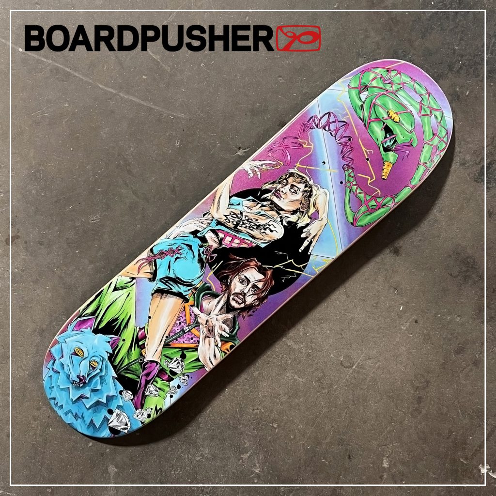 j matthias lissak manga jojo's bizarre adventure parody custom skateboard graphic