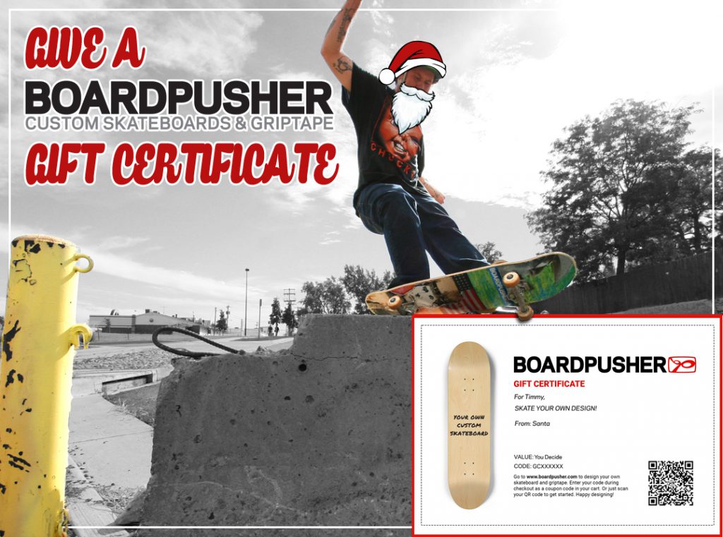 custom skateboard christmas gift certificates