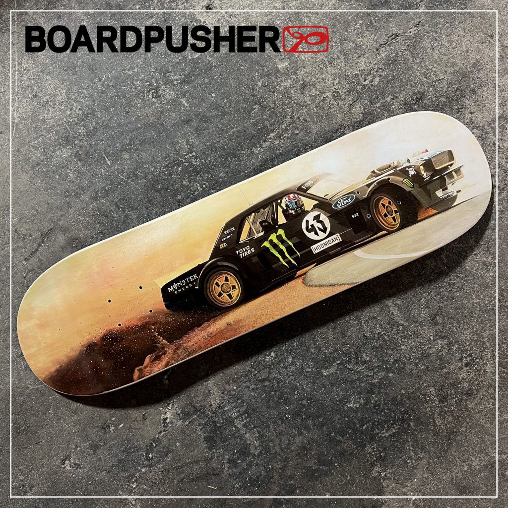 mike zagorski ken block pikes peak hoonicorn painting custom skateboard artwork 